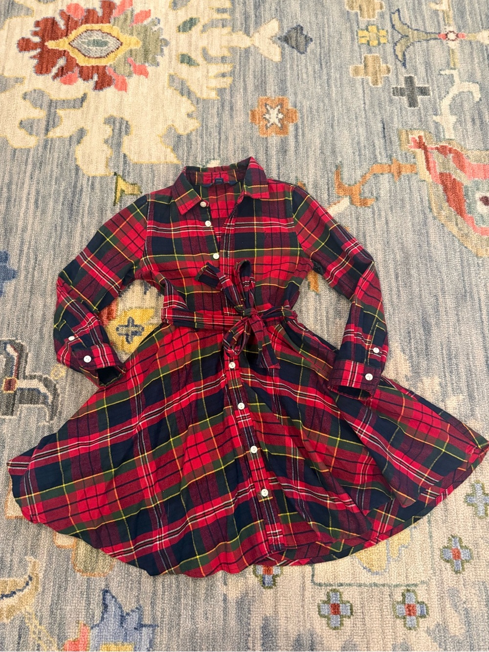 Polo Ralph Plaid Cotton Shirtdress with Belt girls size 6